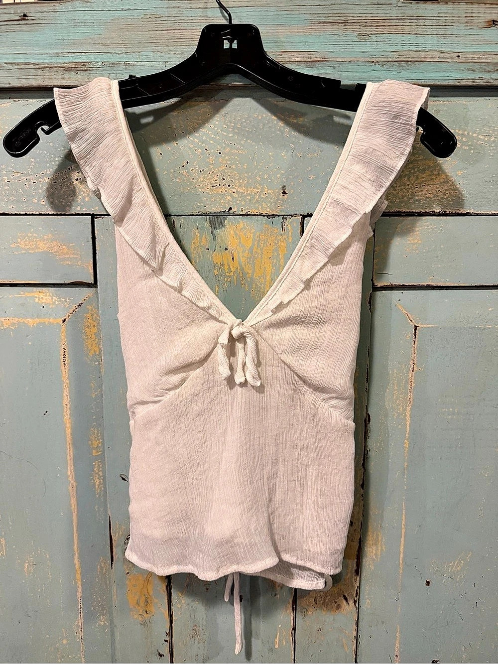 Rhythm. White Ruffle Tie Front Tank Top Like New